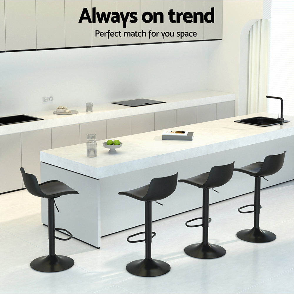 Artiss 2x Bar Stools Padded Seat Gas Lift Black