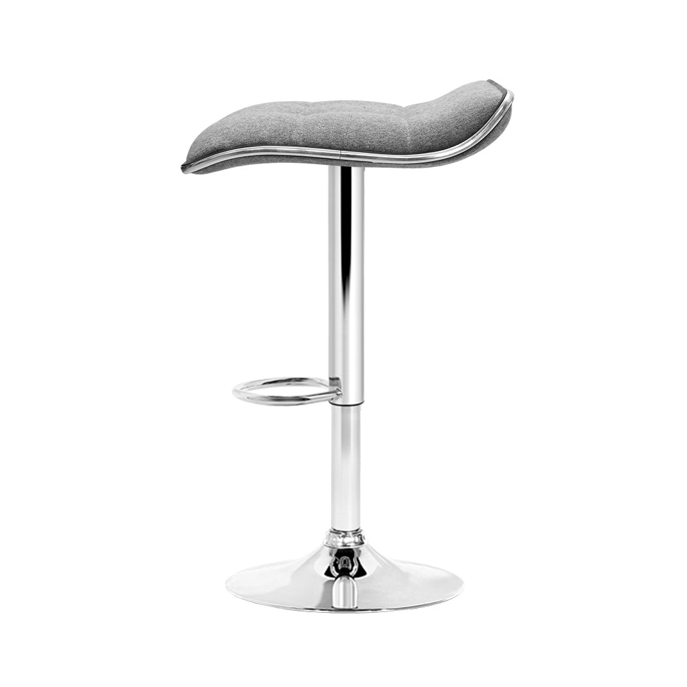 Artiss 2x Bar Stools Linen Padded Gas Lift