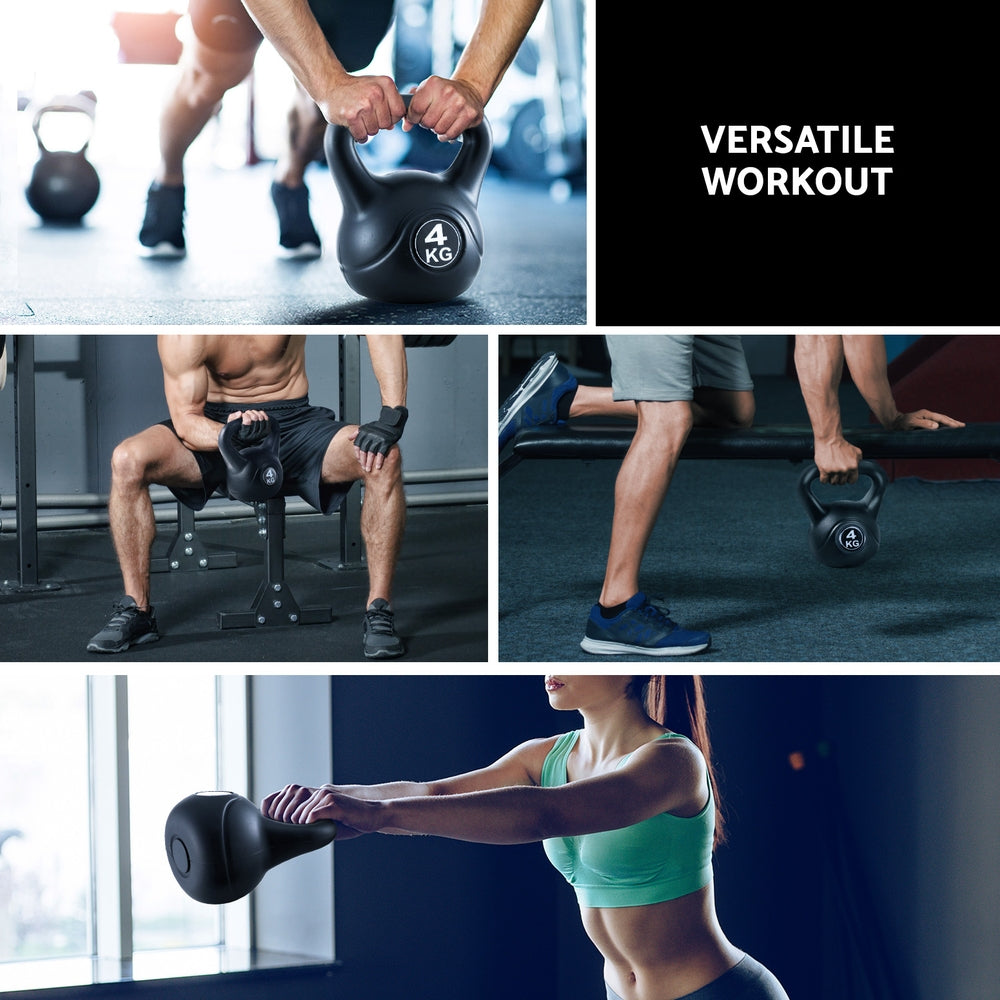 Everfit 4kg Kettlebell Set Weight Lifting Bench Dumbbells Kettle Bell Gym Home