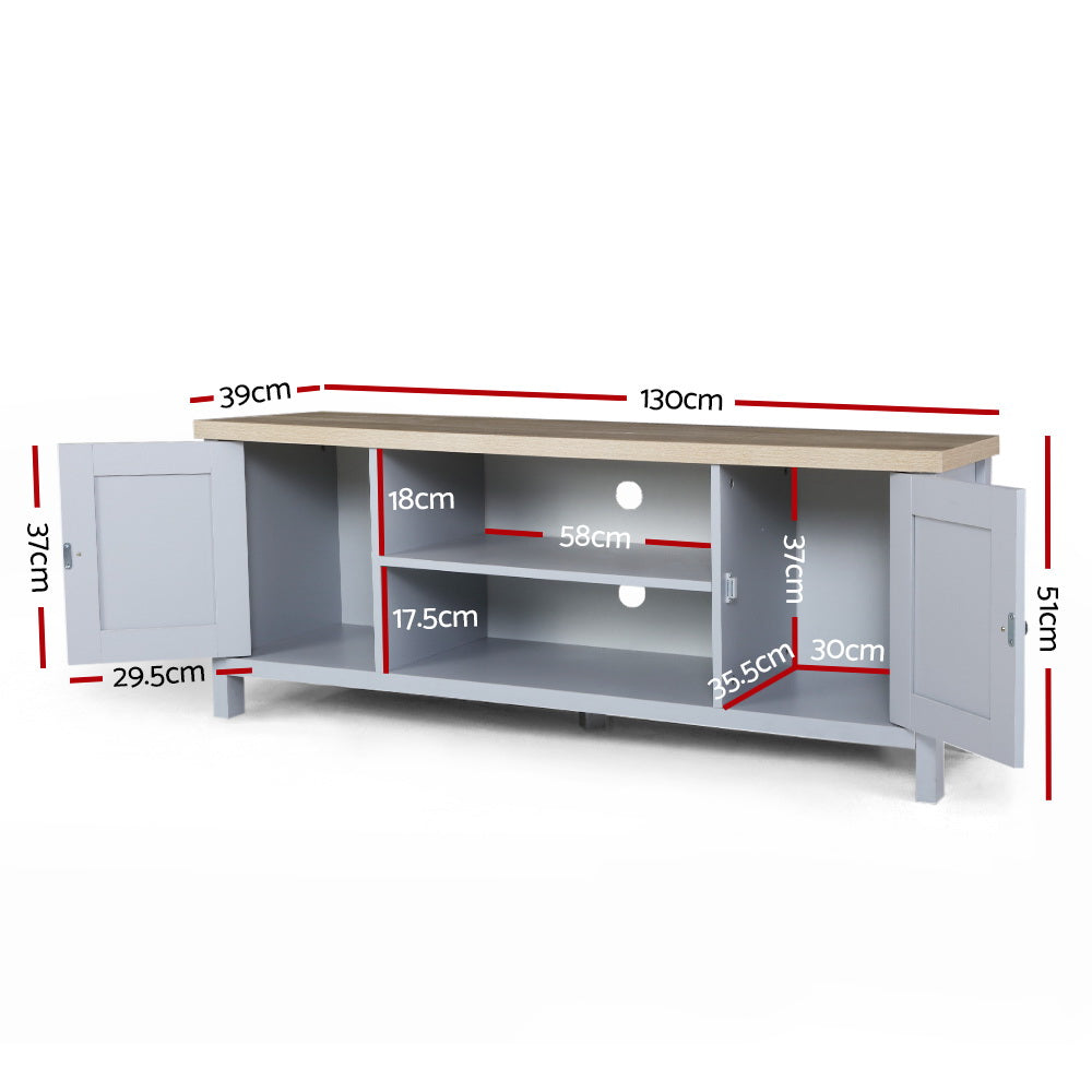Artiss TV Cabinet Entertainment Unit Stand French Provincial Storage Shelf Wooden 130cm Grey