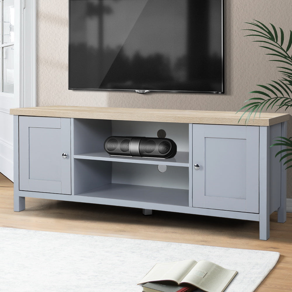 Artiss TV Cabinet Entertainment Unit Stand French Provincial Storage Shelf Wooden 130cm Grey