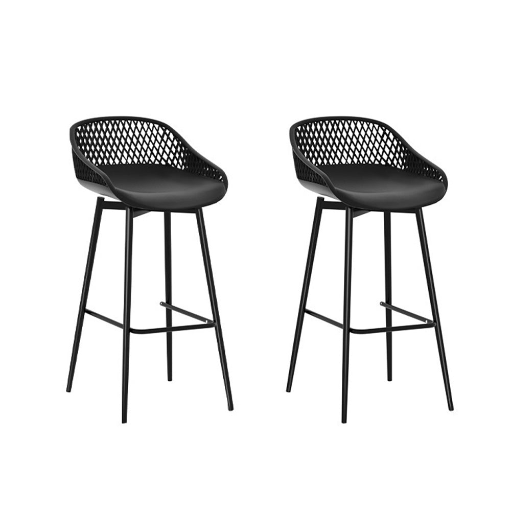 Gardeon 2PC Outdoor Bar Stools Plastic Metal Dining Chair Patio Furniture Garden