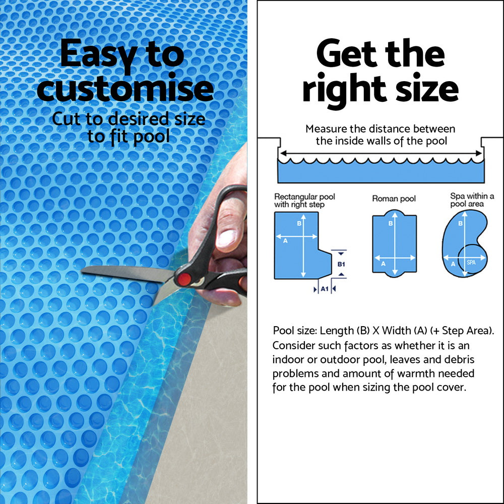 Aqua Buddy Pool Cover 600 Micron 11x6.2m Swimming Pool Solar Blanket Blue Silver