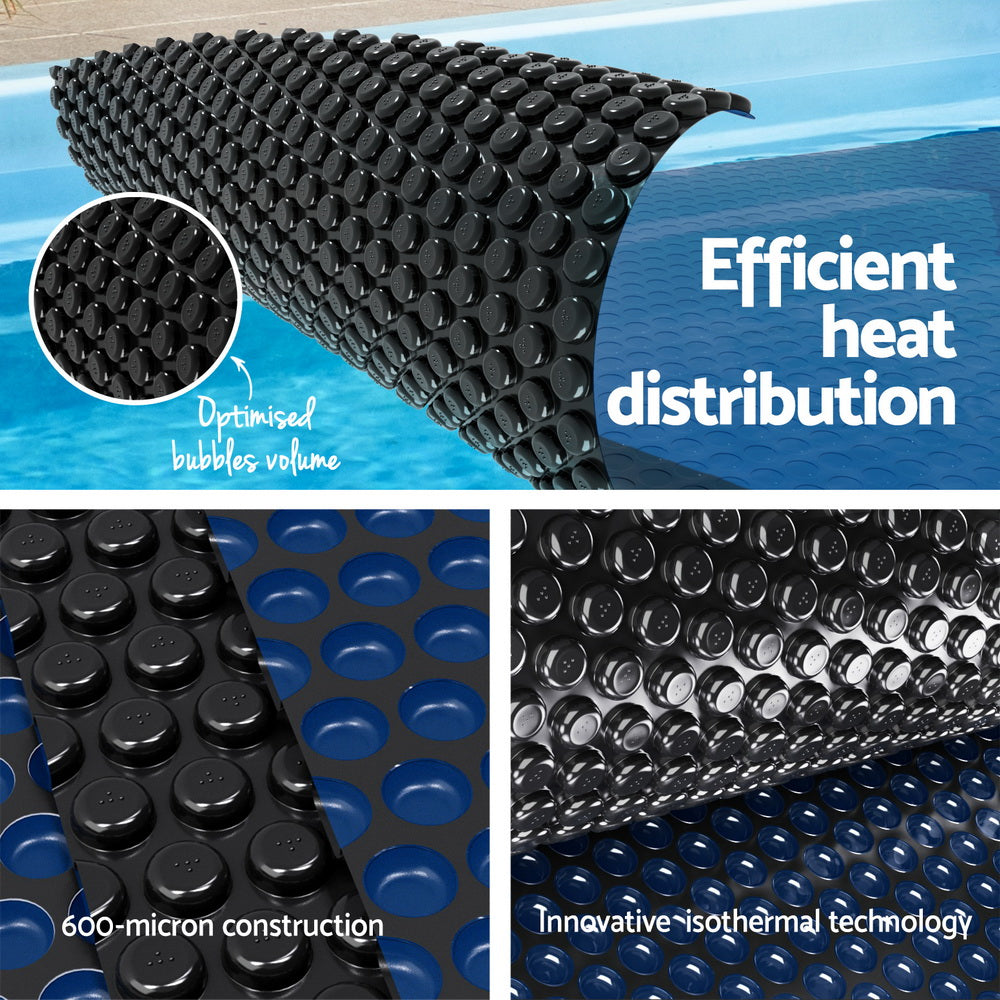 Aqua Buddy Pool Cover 600 Micron 6.5x3m w/ Roller 5.55m Black Solar Blanket