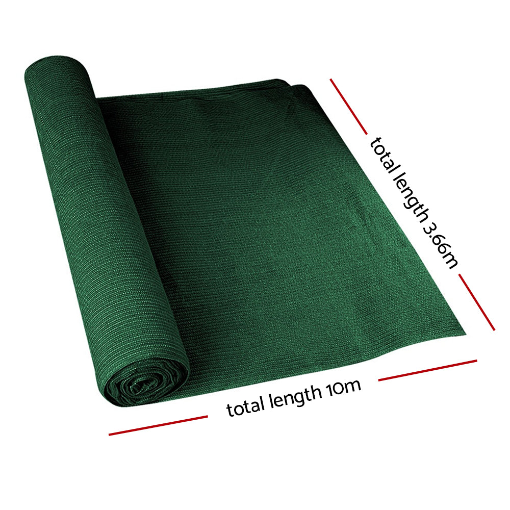 Instahut 50% Shade Cloth 3.66x10m Shade Cloth Sail Heavy Duty Shadecloth Garden Mesh Roll Green