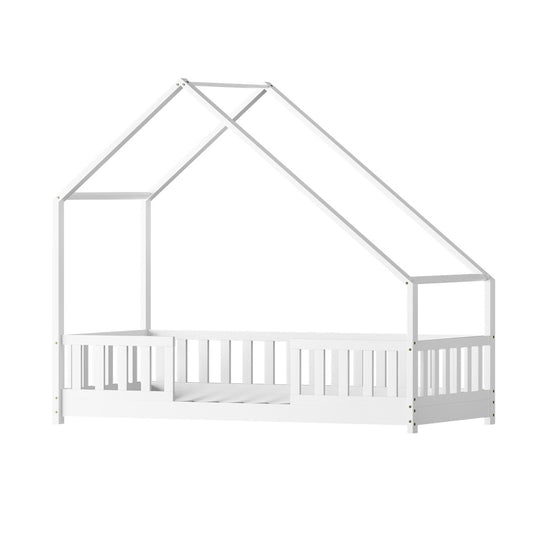 Artiss Bed Frame Wooden Kids House Single Frame White PAVO