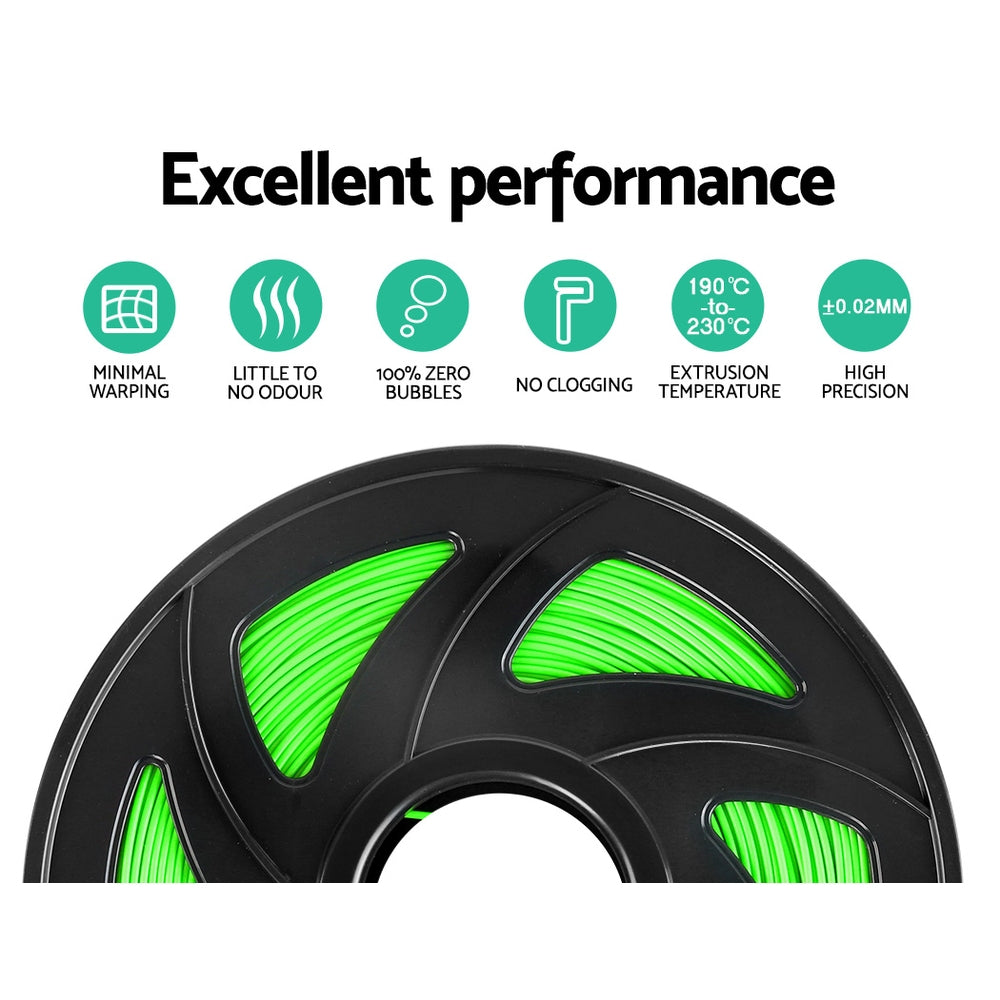 3D Printer Filament PLA 1.75mm 1kg per Roll Green