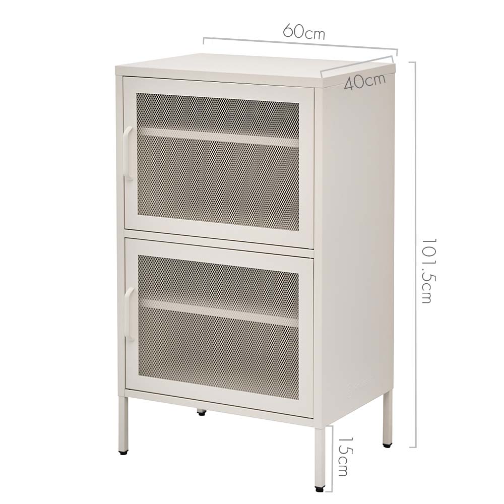 ArtissIn Buffet Sideboard Mesh Door Cabinet - DOUBLE White