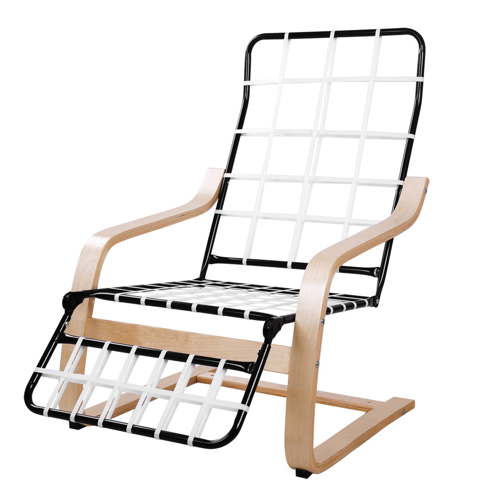 Artiss Fabric Armchair with Adjustable Footrest - Beige