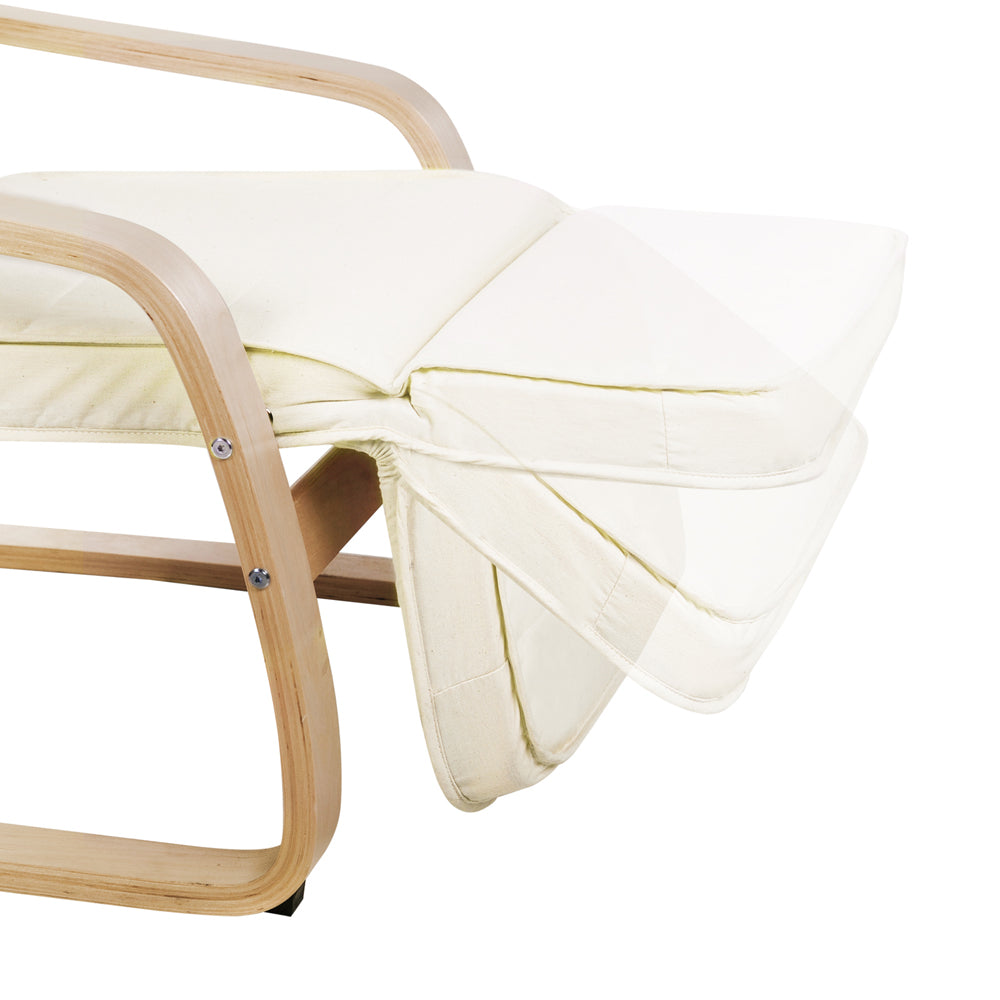 Artiss Fabric Armchair with Adjustable Footrest - Beige