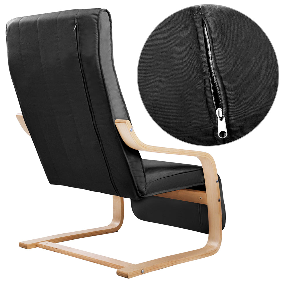 Artiss Fabric Armchair with Adjustable Footrest - Black