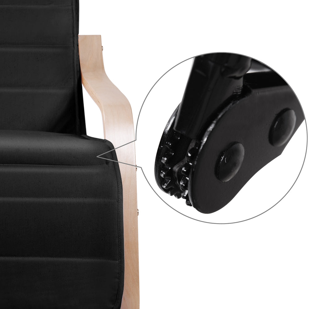 Artiss Fabric Armchair with Adjustable Footrest - Black