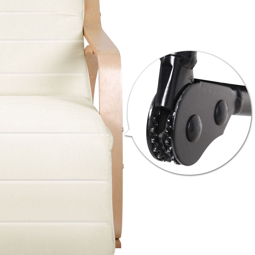 Artiss Fabric Rocking Armchair with Adjustable Footrest - Beige