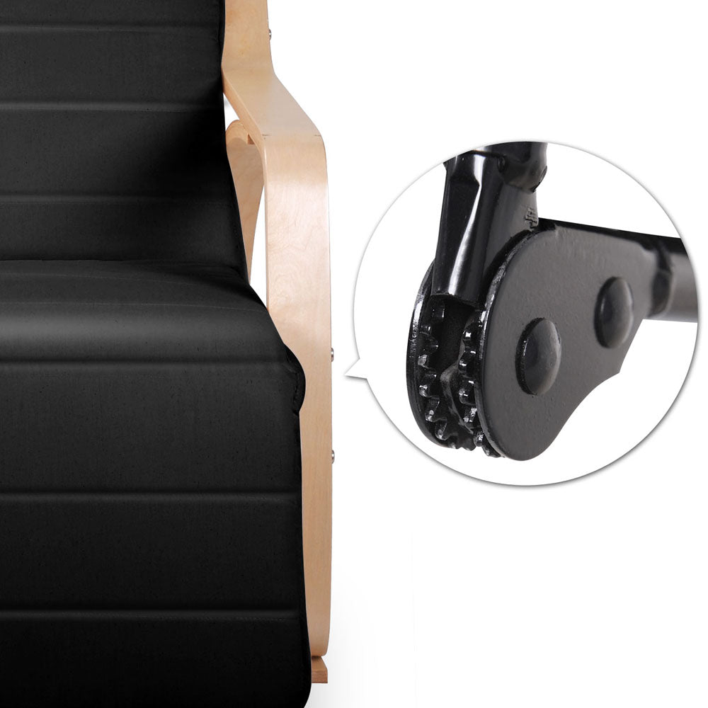 Artiss Fabric Rocking Armchair with Adjustable Footrest - Black