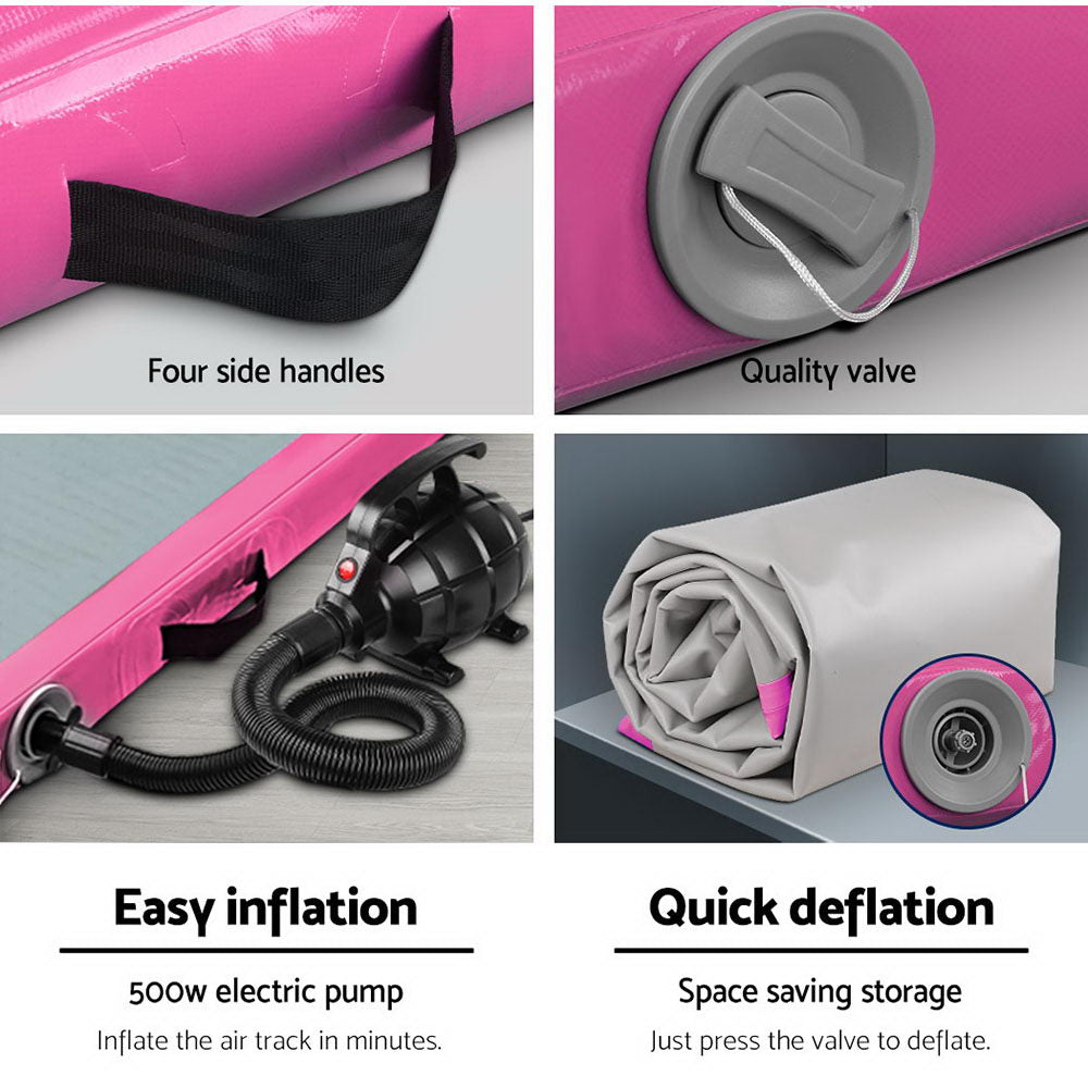 Everfit GoFun 3X0.5M Inflatable Air Track Mat with Pump Tumbling Gymnastics Pink