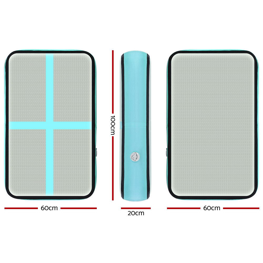 Everfit 1M Airtrack Inflatable Air Track Board Tumbling Mat Floor Gym Block Mint