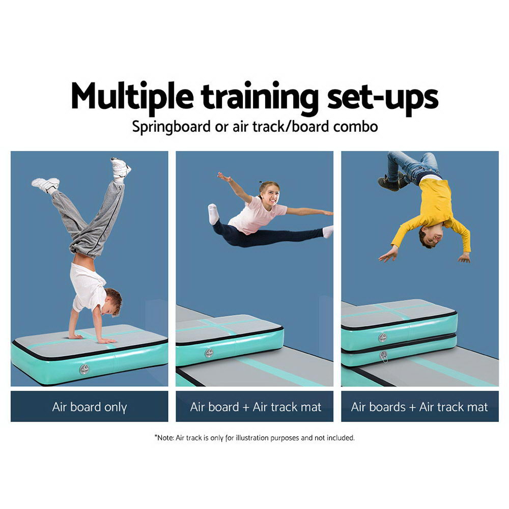 Everfit 1M Airtrack Inflatable Air Track Board Tumbling Mat Floor Gym Block Mint