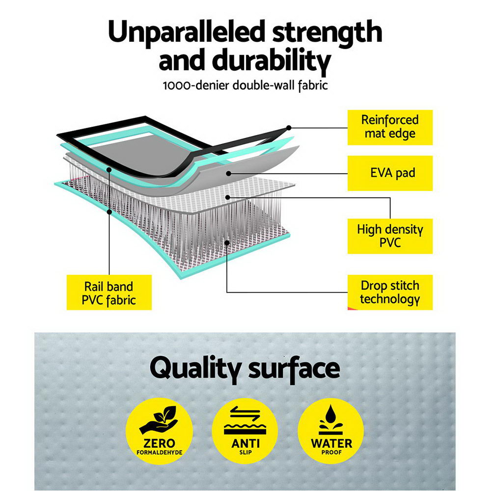 Everfit 1M Airtrack Inflatable Air Track Board Tumbling Mat Floor Gym Block Mint