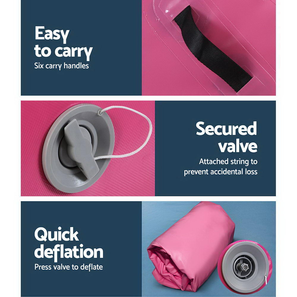 Everfit 120x60cm Inflatable Air Roll Roller Track Mat Airtrack Gymnastics Pink