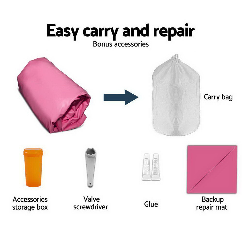 Everfit 120x60cm Inflatable Air Roll Roller Track Mat Airtrack Gymnastics Pink