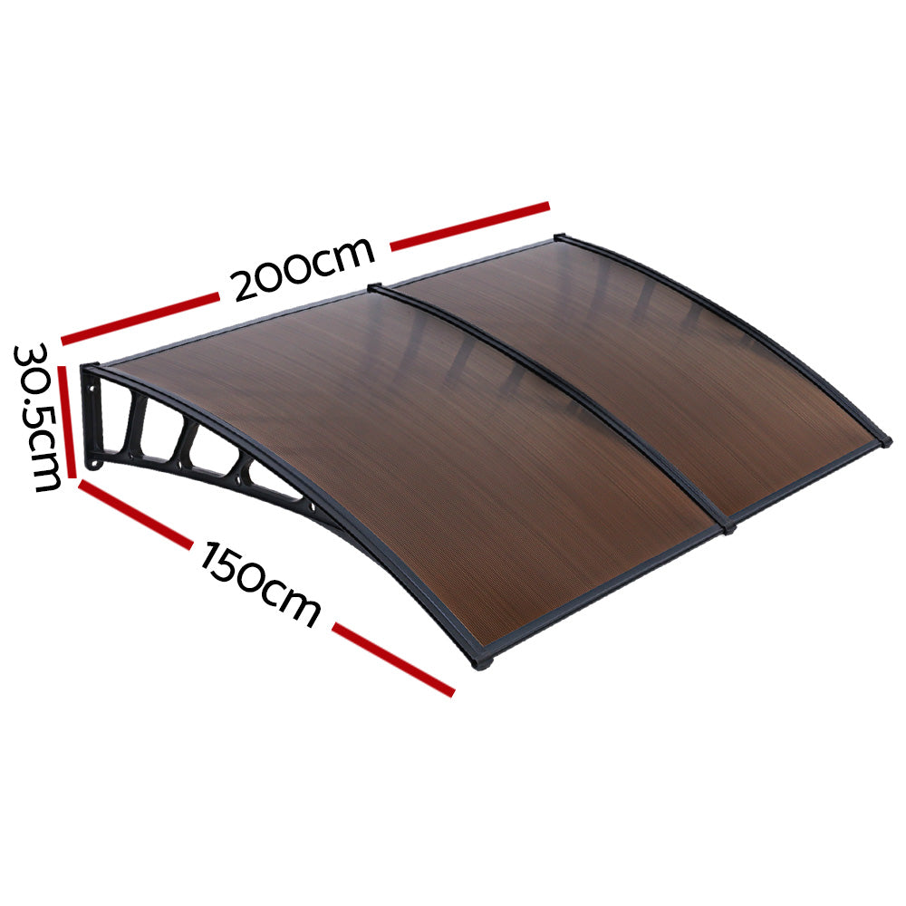 Instahut Window Door Awning Door Canopy Outdoor Patio Cover Shade 1.5mx2m DIY BR