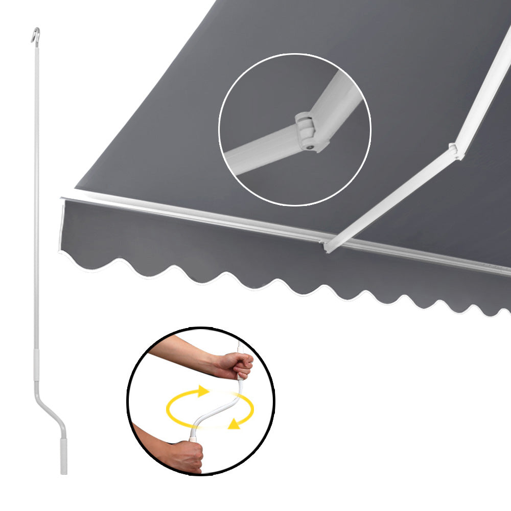 Instahut 3M x 2.5M Outdoor Folding Arm Awning - Pegru