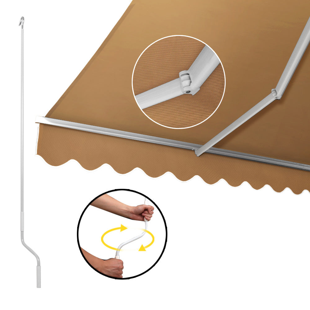 Instahut 4M x 3M Outdoor Folding Arm Awning - Beige