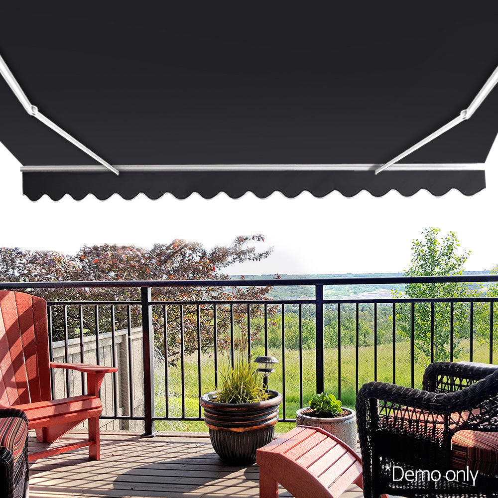 Instahut 5M x 2.5M Outdoor Folding Arm Awning - Grey