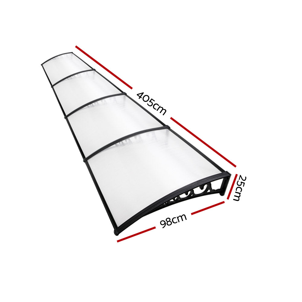 Instahut Window Door Awning Door Canopy Patio UV Sun Shield Transparent 1mx4m DIY