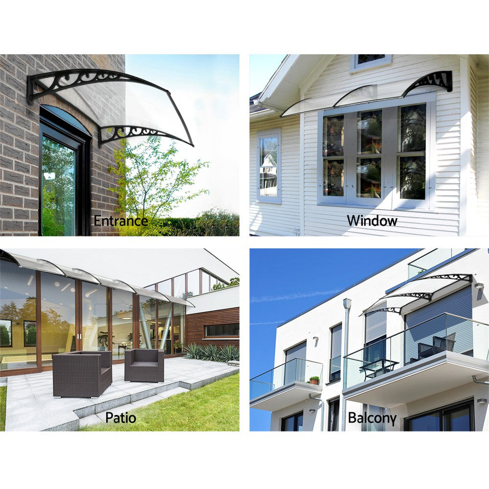 Instahut Window Door Awning Door Canopy Patio UV Sun Shield Transparent 1mx4m DIY