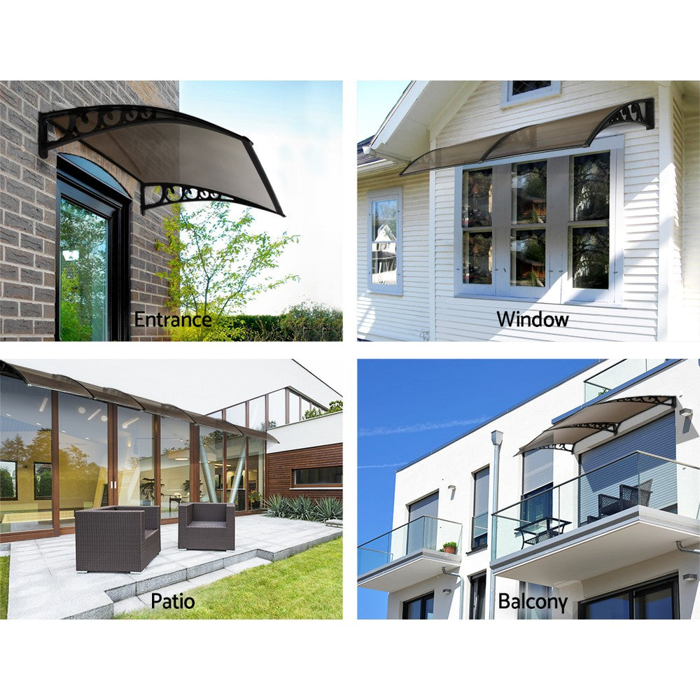 Instahut Window Door Awning Door Canopy Patio UV Sun Shield BROWN 1mx4m DIY