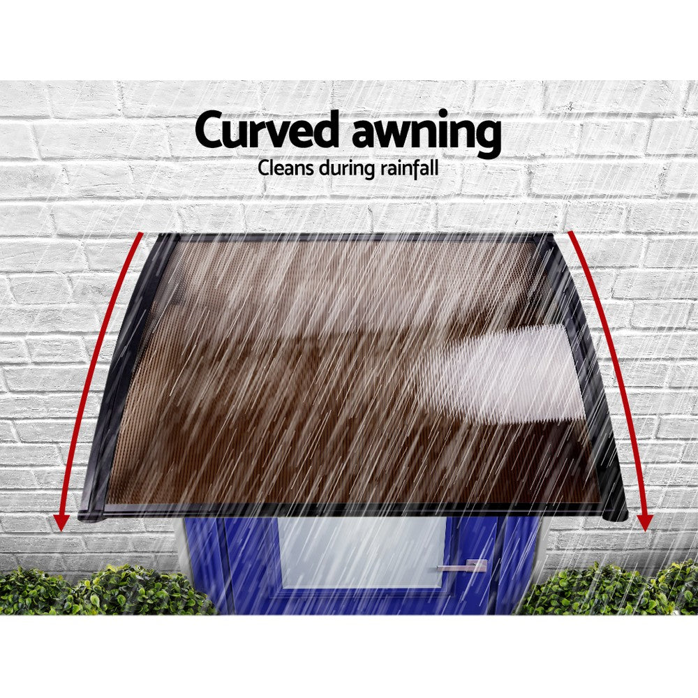 Instahut Window Door Awning Door Canopy Patio UV Sun Shield BROWN 1mx4m DIY