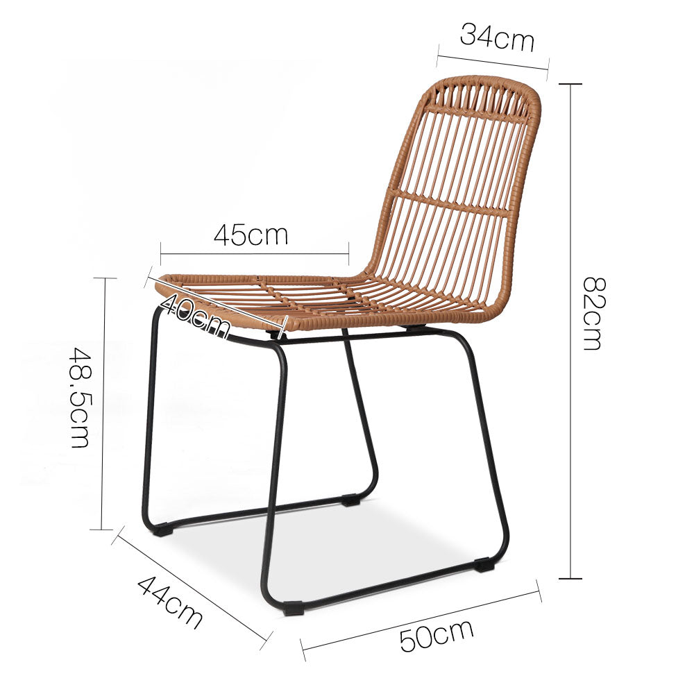 Artiss Set of 2 PE Wicker Dining Chair - Natural