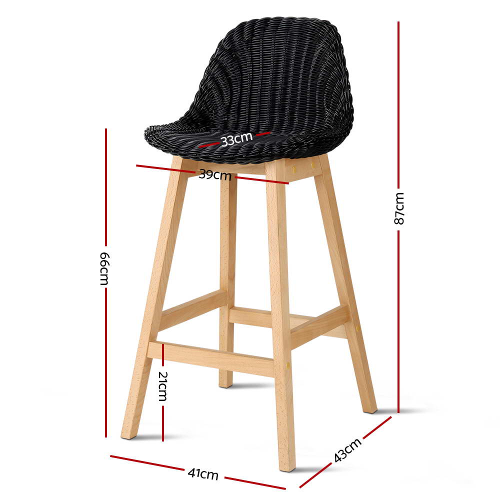 Artiss Set of 2 Vera Bar Stool - Black