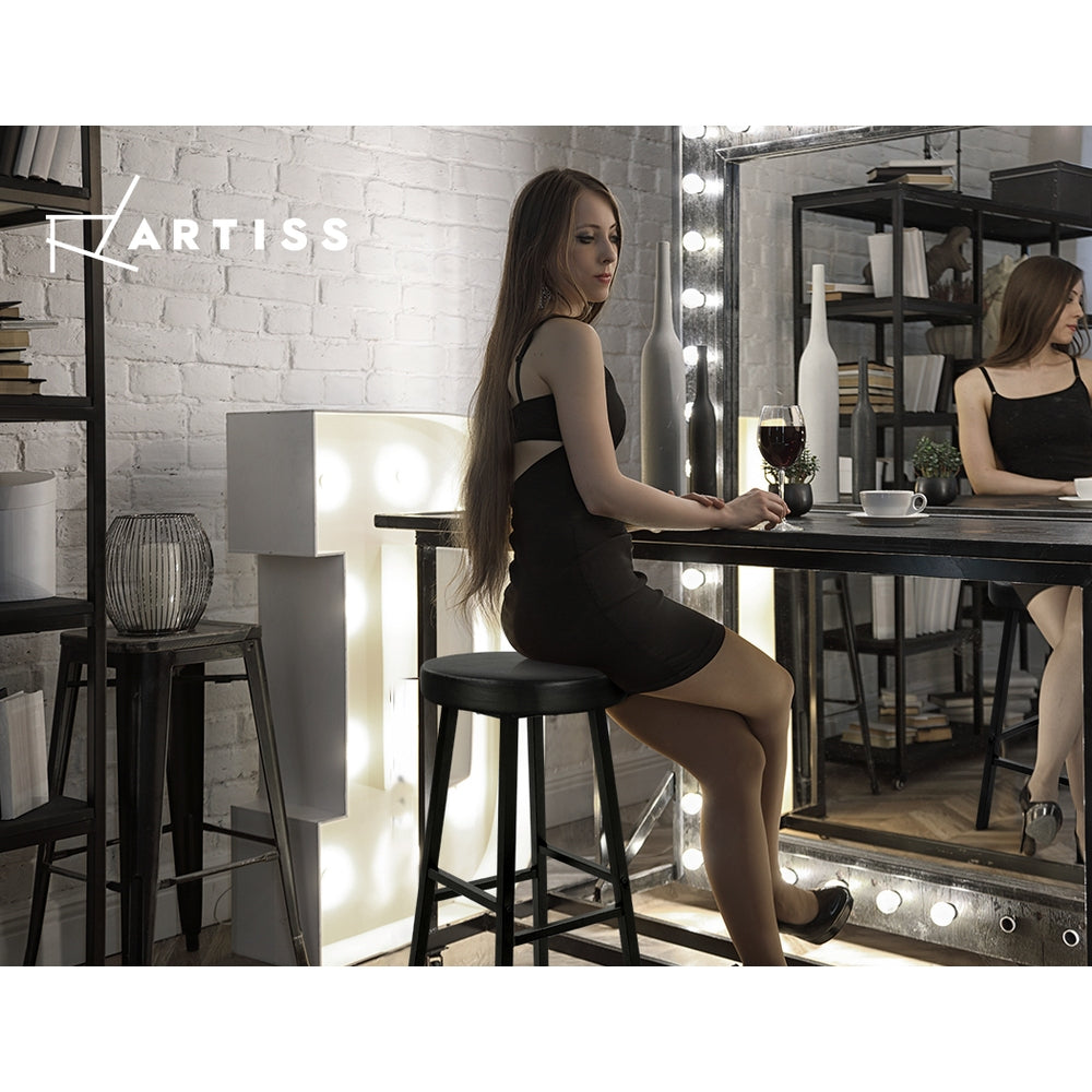 Artiss 2 x Vintage Kitchen Bar Stools Industrial Leather Bar Stool Black Retro