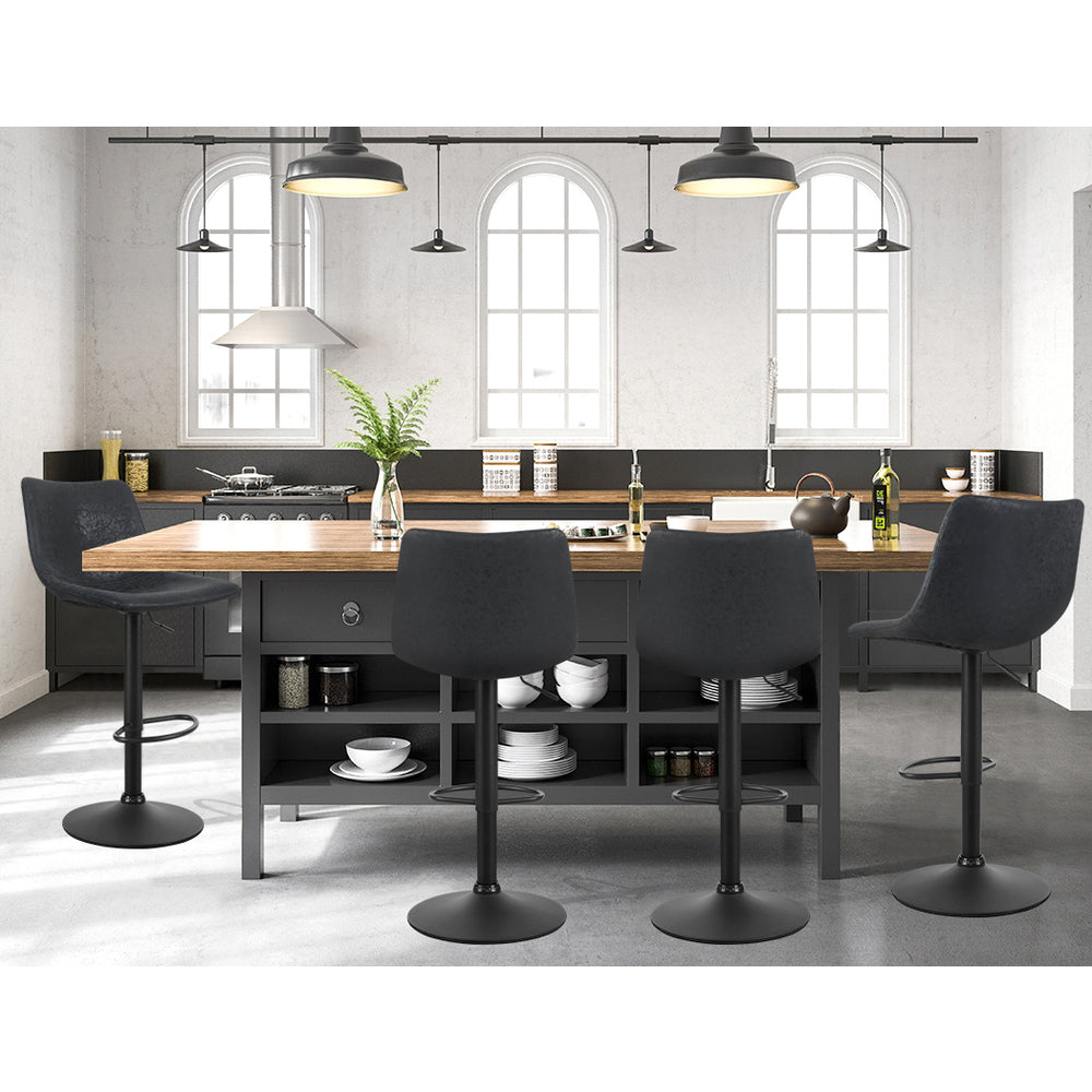 Artiss Set of 2 Bar Stools Gas Lift- Black
