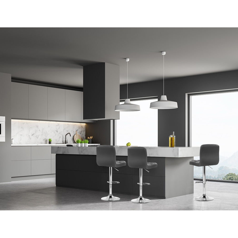 Artiss 2x Leather Bar Stools NOEL Kitchen Chairs Swivel Bar Stool Gas Lift Grey
