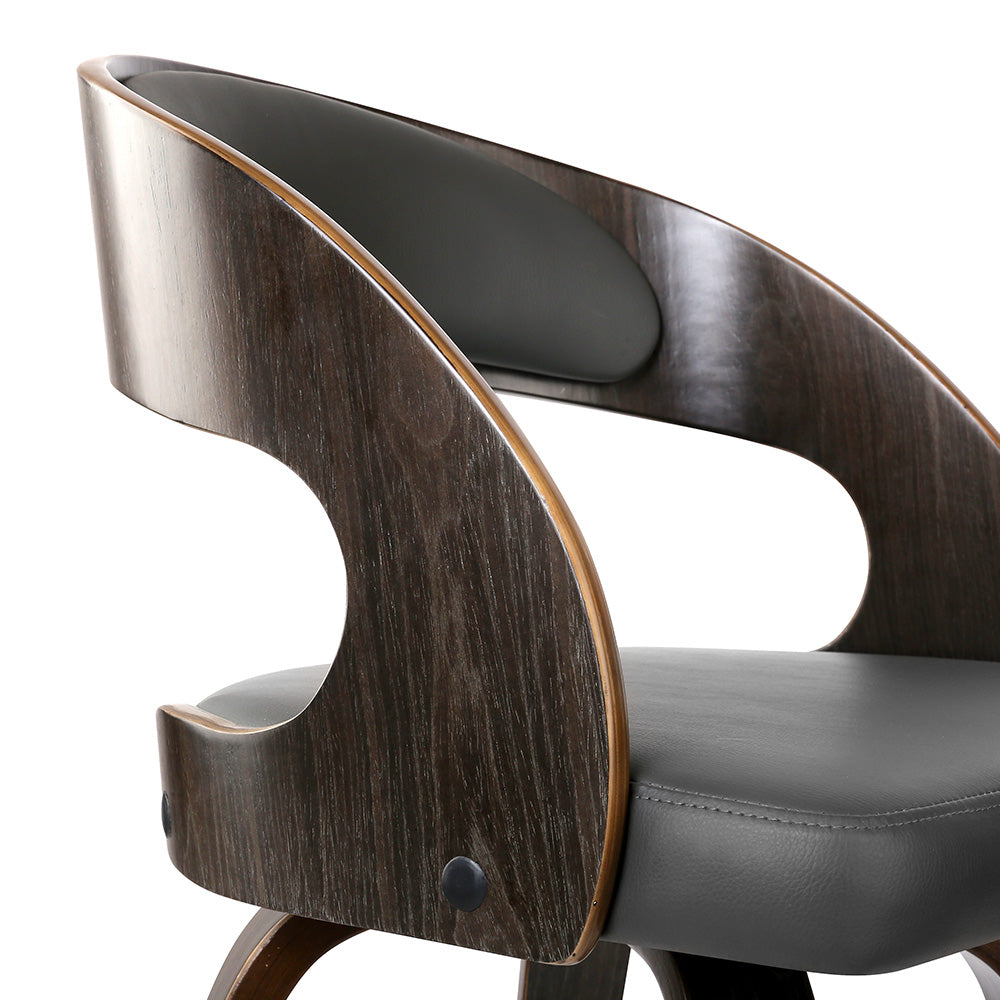 Artiss Set of 2 Walnut Wooden PU Leather Bar Stools - Grey and Walnut