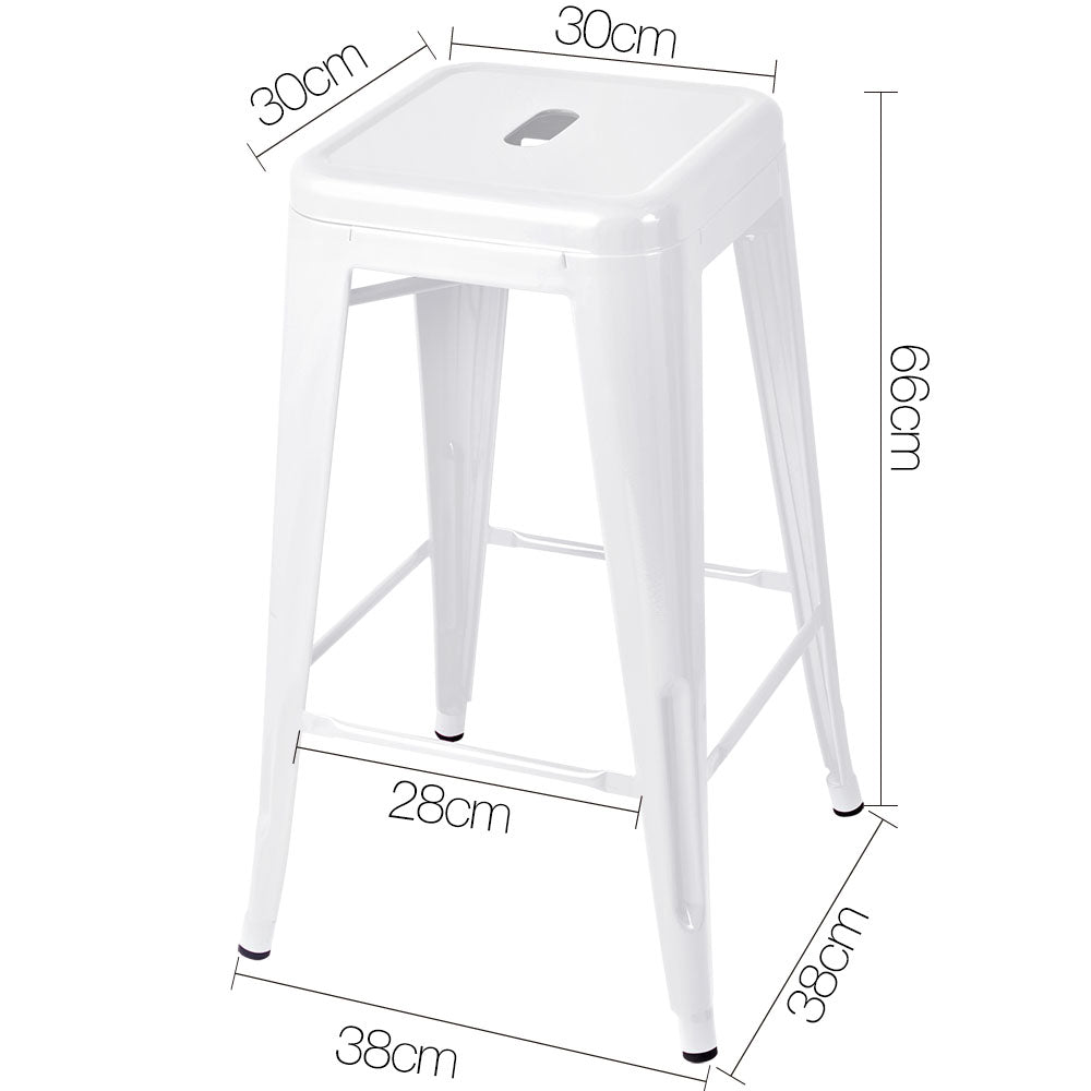 Artiss 4x Replica Tolix Bar Stools Metal Bar Stool Kitchen Cafe Chair 66cm White
