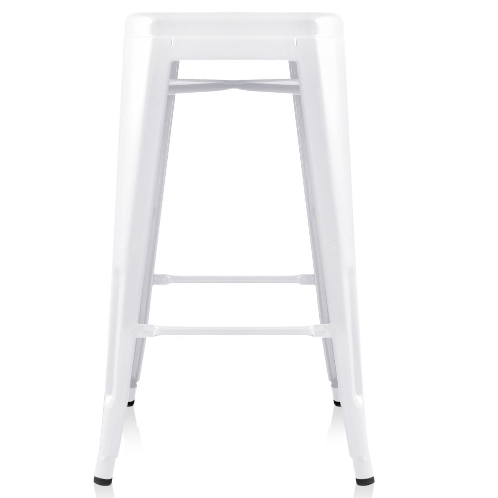 Artiss 4x Replica Tolix Bar Stools Metal Bar Stool Kitchen Cafe Chair 66cm White