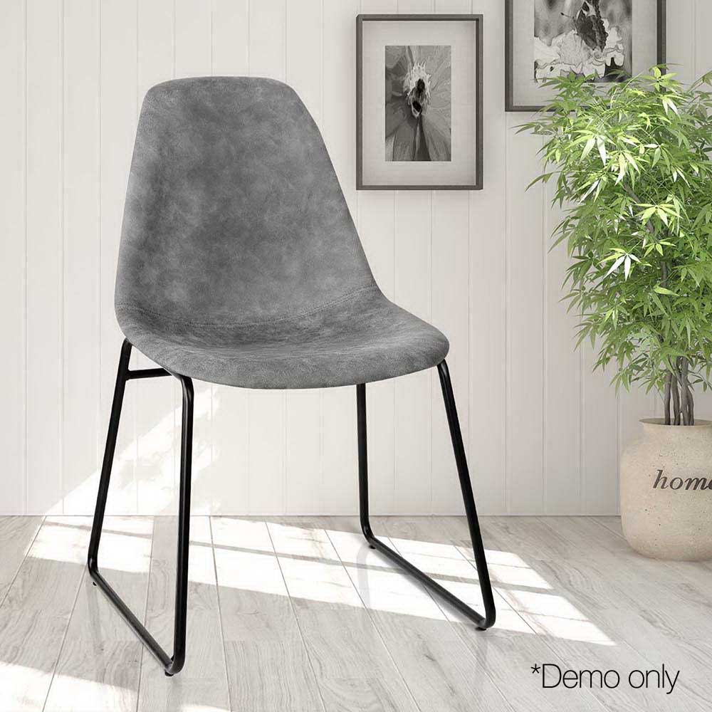 Artiss Set of 2 PU Leather Dining Chairs - Grey