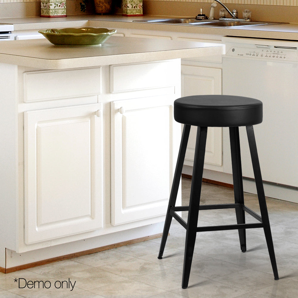 Artiss Set of 2 PU Leather Bar Stools - Black