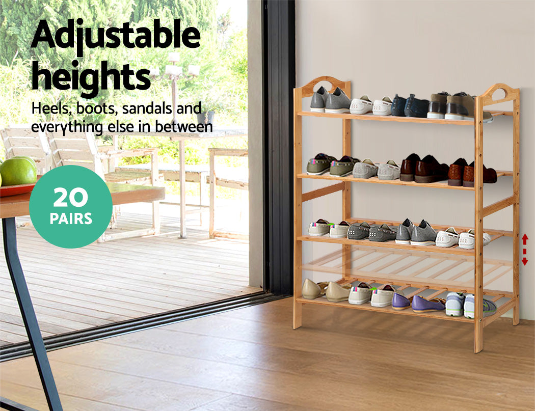 Artiss Bamboo Shoe Rack Organiser Wooden Stand Shelf 4 Tiers Shelves