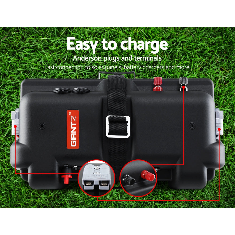 GIANTZ 120Ah Deep Cycle Battery & Battery Box 12V AGM Marine Sealed Power Solar
