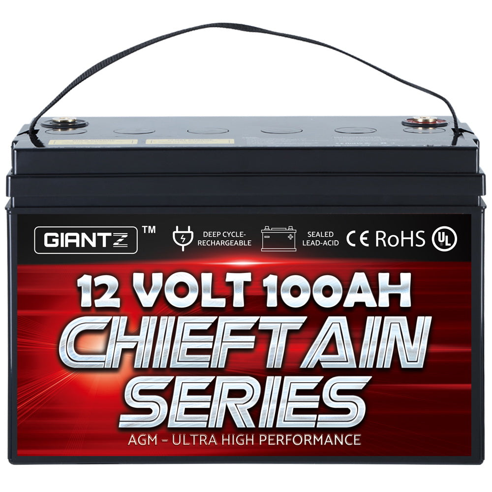 GIANTZ 100Ah Deep Cycle Battery 12V AGM Marine Sealed Power Portable Box Solar