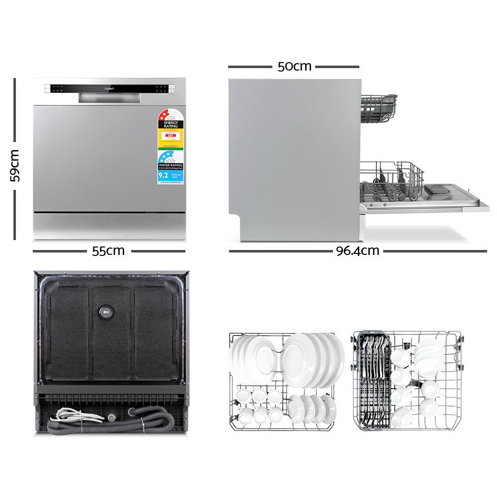 Devanti 8 Place Settings Benchtop Dishwasher Sliver