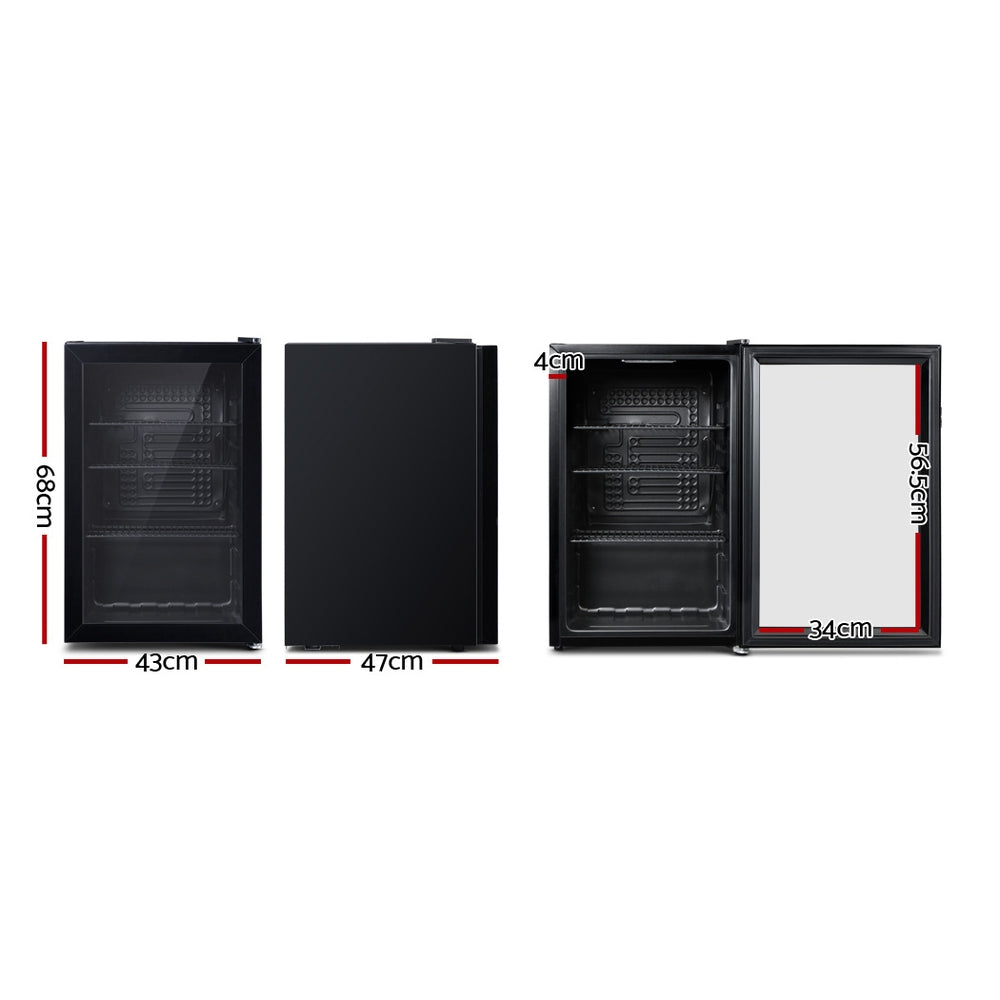 Devanti 70L Bar Fridge Glass Door Mini Countertop Freezer Fridges Bottle Cooler