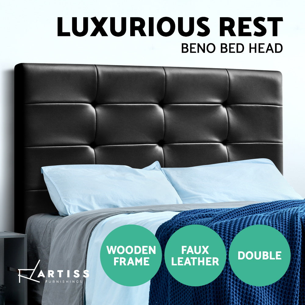 Artiss BENO Double Size Bed Head Headboard Bedhead Leather Base Frame