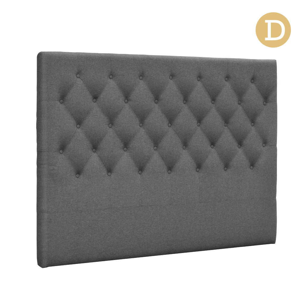Artiss Double Size Upholstered Fabric Headboard - Dark Grey