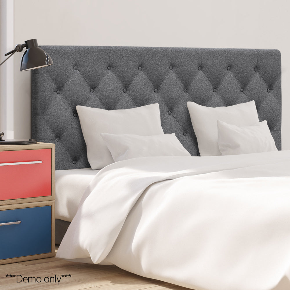 Artiss Double Size Upholstered Fabric Headboard - Dark Grey